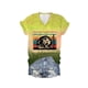 thumbnail image 1 of Camisetas de Manga Corta para las Mujeres, Estampado de Moda Cuello en V Camiseta Superior, Casual Fuera de la Blusa de Poliéster Ligero, 1 of 2