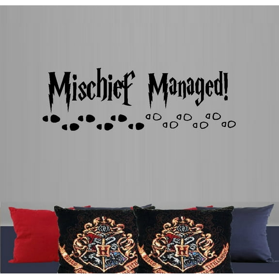 Decal ~ Mischief Managed #2  with Footprints: Wall or Window Decal 11" x 34"