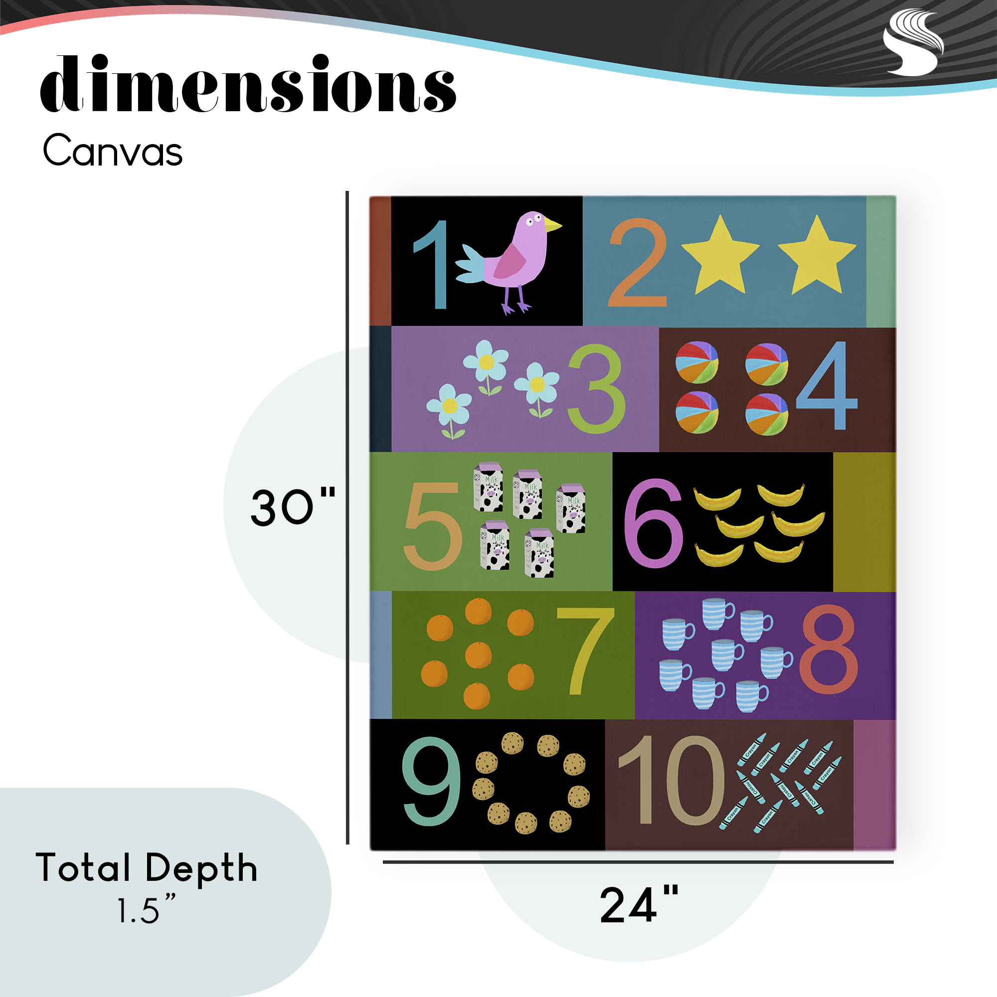 Learning To Count Chart Canvas Wall Art, design by Carla Daly