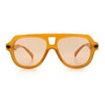thumbnail image 3 of Retro Vintage Vibe Unique Horned Hinge Thick Plastic Racer Sunglasses Orange - Beige, 3 of 7