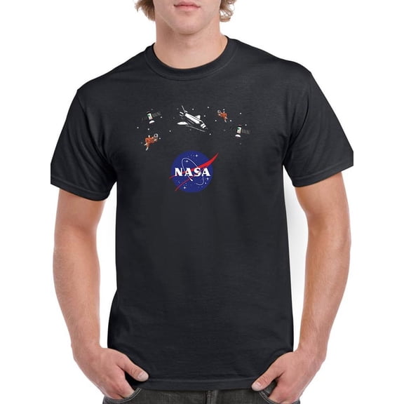 NASA Nasa Logo Floating Objects T-Shirt Men -NASA Designs, Male Medium