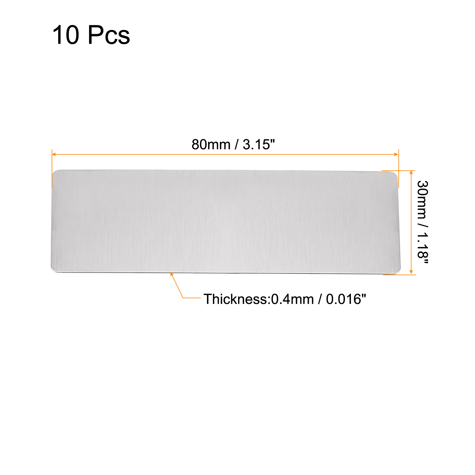Uxcell 80x30x0.4mm 201 Stainless Steel Brushed Blank Metal Card Silver Tone 10 Pack - image 2 of 6