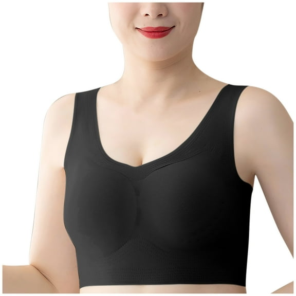 Busydd Womens Bras High Support Round Neck Sports Bra Full Figure Seamless Bralettes for Women No Underwire Comfort Everyday Wireless Bra Solid Color Push Up Bra Plus Size Bras for Women