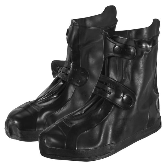 Unique Bargains 27.5x21cm Silicone Reusable Foldable Overshoes Rain Galoshes Waterproof Shoe Cover, Black