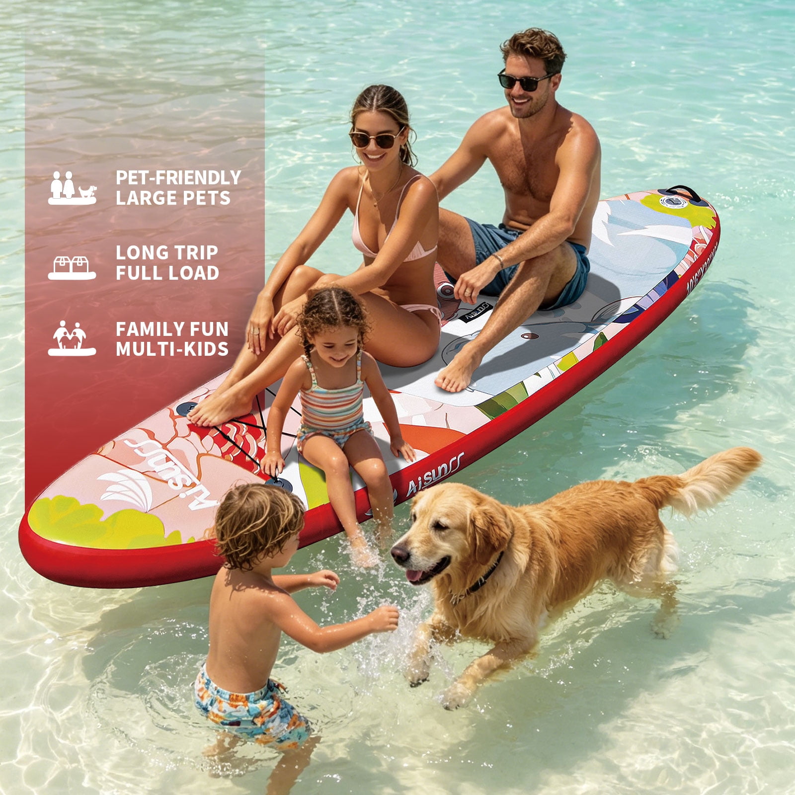 AISUNSS 10.6ft Inflatable Stand up Paddle Board, Non-Slip Deck, Complete SUP Accessories, Lightweight, for Adults and Beginners