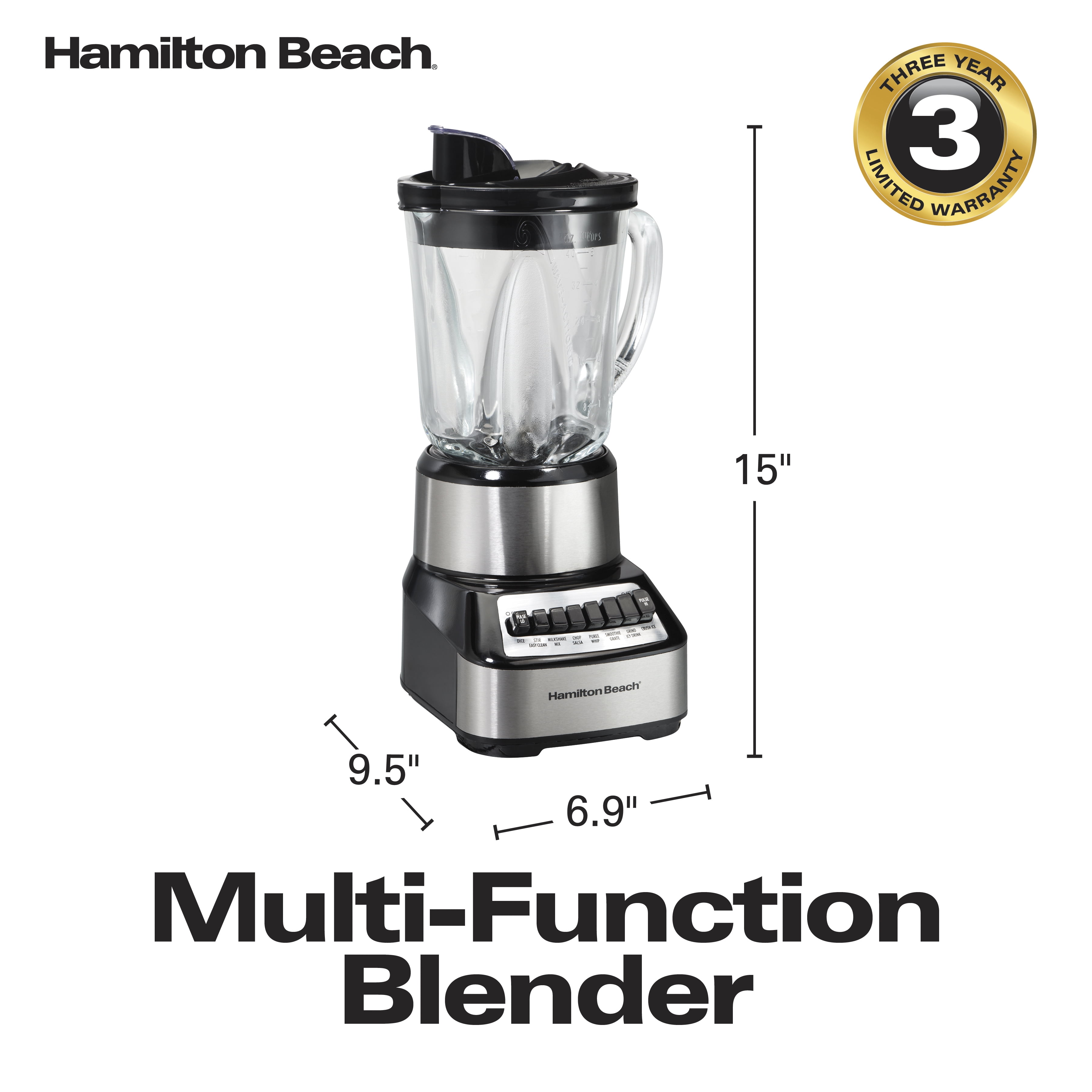 Hamilton Beach Wave Crusher Multi-Function Blender/Chopper with 40oz Glass  Jar (58164) 