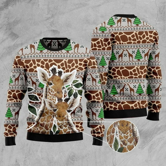 Giraffe Family Christmas Ugly Christmas Sweater, Funny Xmas Sweater, Sweater Xmas