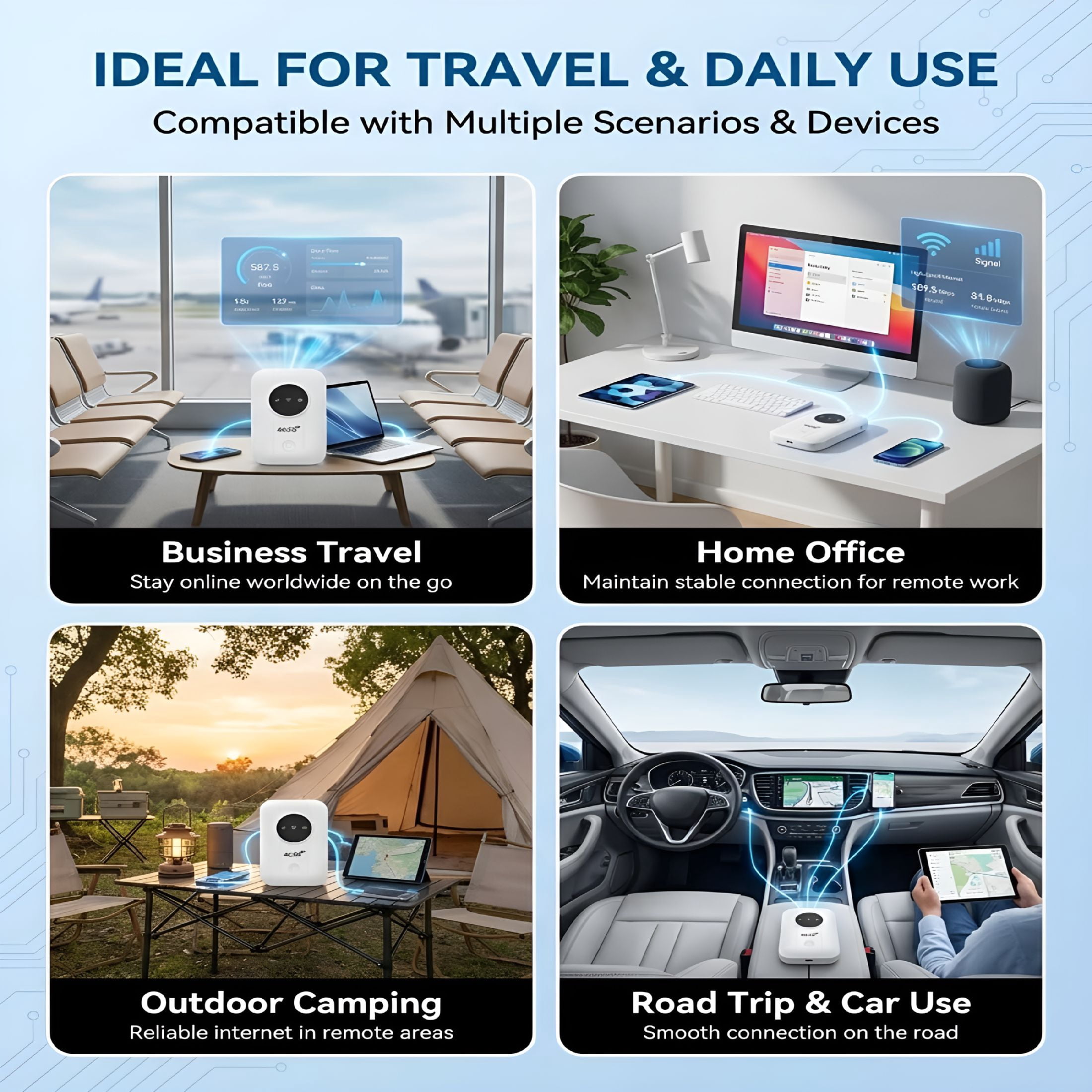 GJX WiFi Satellite Internet Router Mobile Hotspot for International Travel up to 10 Devices (Black)