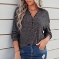 thumbnail image 2 of Mujer Prendas de Punto Solapa Jersey Manga Larga Suéter de Punto Otoño Invierno Ropa Exterior Casual Top Gris Oscuro XL, 2 of 6