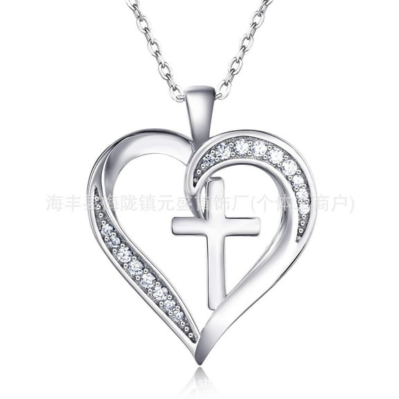 Leander Stylish 925 Sterling Silver Heart-Shaped Cross Necklace for Women