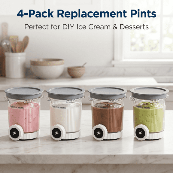 TAVENE Replacement Ice Cream Pint Containers 4 Pack with Lids, Creami Storage Cups Compatible with NC700 and NC701 Ice Cream Maker