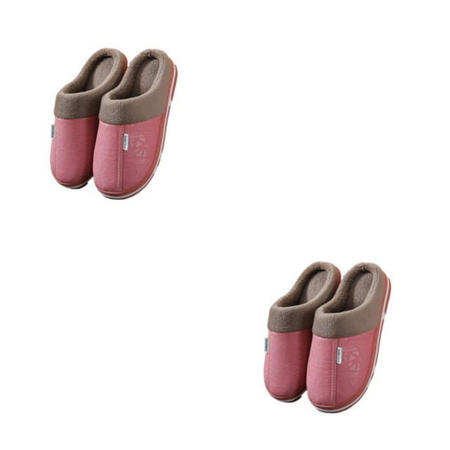 Zapatos para el hogar Qarigey pantuflas de algodón invierno tacón plano goma a prueba de viento