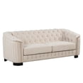 thumbnail image 1 of 82" Mid Century Modern Sofa with Rubber Wood Legs,Velvet Upholstered Sofa Couch,Sofa with Thick Removable Seat Cushion, 3 Seater Sofa Couch for Living Room,Beige 76AAA, 1 of 9