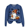 thumbnail image 3 of mgoYE Halloween Shirts for Women Halloween Sweatshirts for Women Ghost Pumpkin Long Sleeve Shirt Graphic Tees Fall Pullover Tops(Navy,L), 3 of 3