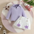 thumbnail image 2 of Caqnni Toddler Girl Clothes Color Block Plaid Shirts Top+Pants 2pcs Fall Winter Outfit Set Girl's Gift，Purple，12-18 Months, 2 of 6