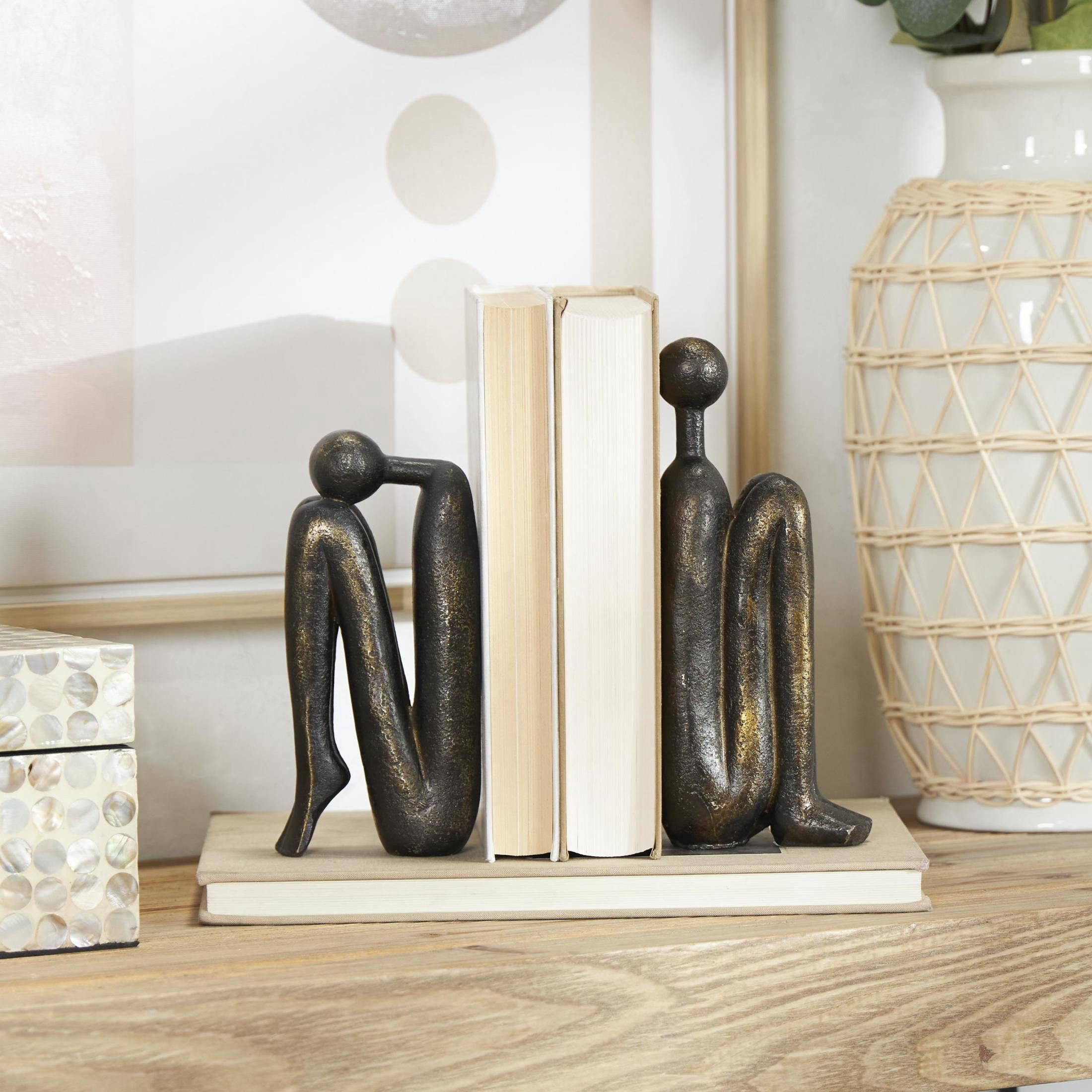 DecMode 4" People Bronze Polystone Bookends (Set of 2)