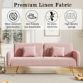 thumbnail image 6 of Bianlte Modern Fabric Convertible Linen Fabric Split Backrest Adjustable Backrest Upholstered Loveseat Sofa with 2 Throw Pillows, Pink, 6 of 7
