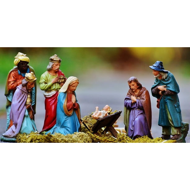 Laminated Poster Arts Crafts Christmas Crib Figures Christmas