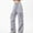 Gray-01, variant on Wide Leg Cargo Pants for Women High Rise Yoga Leggings with Pockets Drawstring Straight Leg Pants
