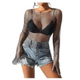 thumbnail image 1 of Rhinestone Mesh Body Chains Long Sleeve, Crystal See Through Cover Up Rhinestone Top Fishnet Bikini Body Jewelry For Women, 1 of 5