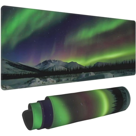 Northern Lights Sky Night Large Gaming Mouse Pad Long Computer Desk Mat Extended Mousepad for Keyboard Table 31.5x11.8