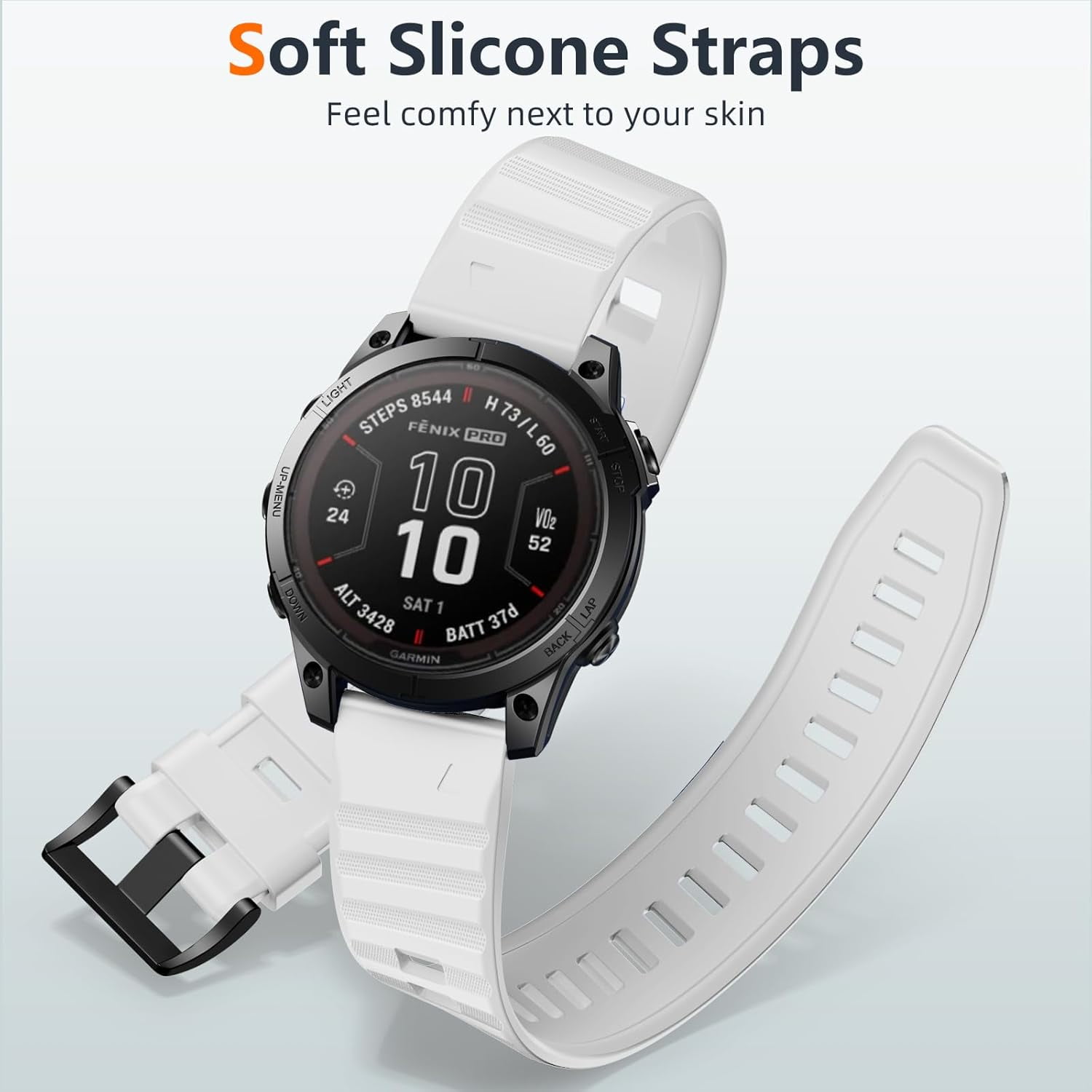 CRKMGS-26mm Quickfit Watch Band Compatible with Garmin Fenix 6X/6X Pro/Fenix 7X/7X Pro Band Soft Silicone Replacement for Fenix 5X/5X Plus/Fenix 8 51mm Band/Fenix 3/Fenix 3 HR/Fenix 6X Pro Smartwatch