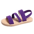 thumbnail image 3 of Beach Shoes, Women's Summer Flat Sandals Open Toe Slingback Comfortable Slip-On Sandals Non Slip Elastic Ankle Strap Walking Sandals Outdoor Sport Walking Casual Sandals, Purple 6, 3 of 5