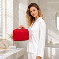 thumbnail image 4 of Toiletry Organizer Waterproof Storage Bag Travel Essentials for Weekend Trips Business Travel Red Hanging Foldable Organizer, 4 of 5
