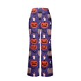 thumbnail image 6 of Domzest Halloween Pajama Pants for Women Drawstring Elastic Waisted Pumpkin Ghost Bat Graphic Pj Bottoms Wide Leg Funny Pajama Bottoms Purple XXXL, 6 of 6