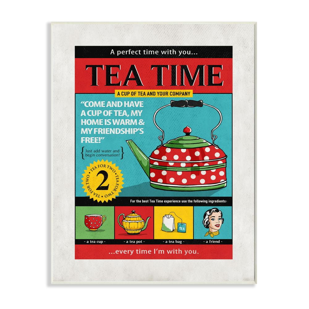 Stupell Industries Tea Time Vintage Comic Book Design Wall Plaque by Ester Kay