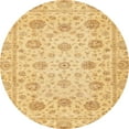 thumbnail image 1 of Ahgly Company Machine Washable Indoor Round Abstract Yellow Area Rugs, 3' Round, 1 of 7