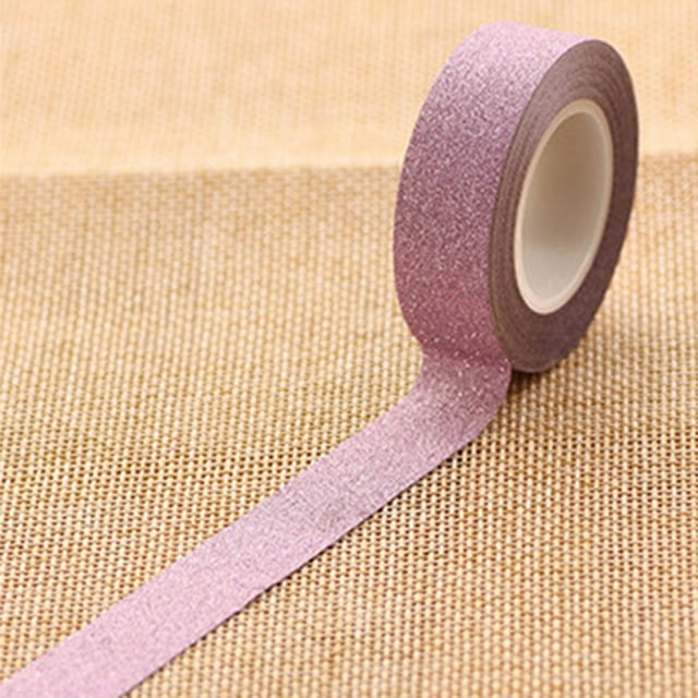 Flmtop 10m Glitter Washi Sticky Paper Masking Adhesive Tape Label Decorative DIY Craft