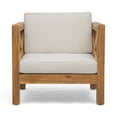 thumbnail image 4 of Jopath Outdoor Club Chair with Slatted Seating and Cross-Back, Accent Chair with Cushion for Patio Balcony Garden Teak+Beige, 4 of 9