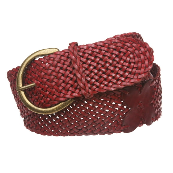 2" (50mm) Wide Horseshoe Genuine Leather Braided Woven Round Belt