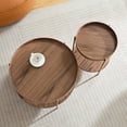 thumbnail image 5 of Tabaray Round Coffee Table Set of 2, 2 Tier Wood Coffee Table with Storage, Living Room Coffee Table, 2pc Nesting Circle Coffee Table Set for Apartment Home Office  Walnut, 5 of 9