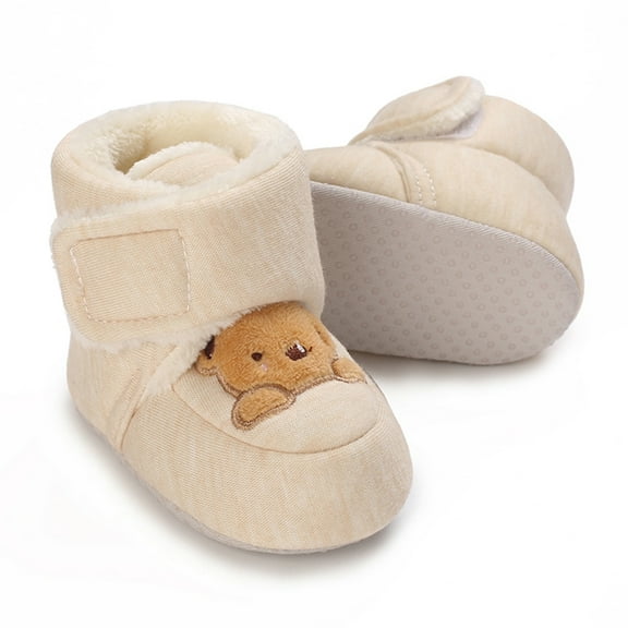 Baozhu Baby Soft Booties Warm Cozy Baby Slippers Newborn Booties Non-Slip and Adjustable Infant Crib Shoes for Boys Girls