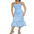 thumbnail image 1 of PENGXIANG Robe Maxi à Bretelles Spaghetti pour Femmes Sans Manches Dos Nu Ourlet à Volants Robe Longue pour Sortir, 1 of 6
