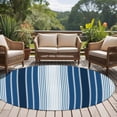 thumbnail image 5 of Navy Blue Stripe Round Rugs 8ft, Modern Blue Ombre Vertical Striped Non Slip Washable Rug Runner, Low Pile Indoor Floor Carpet Mat Bathroom Rugs for Living Room, Bedroom, Kids Room, 5 of 9