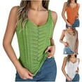 thumbnail image 6 of Lovskoo 2024 Women's Causal Solid V Neck Tank Tops Summer Knit Sleeveless Shirts Hollow Out Camisole Tops Vacation Vest Tank Tops Orange M, 6 of 6