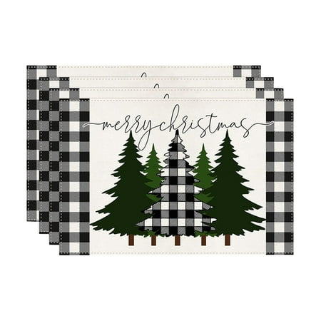 

Minsida 4PCS Christmas Placemat Linen Tablecloth Thermal Mat Kitchen Table Mat Boho Placemats Placemats Table Mats