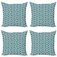 thumbnail image 1 of Floral Throw Pillow Cushion Case Pack of 4, Continuous Eastern Themed European Flower Motifs in Style Art, Modern Accent Double-Sided Print, 4 Sizes, Sea Blue Umber, by Ambesonne, 1 of 2