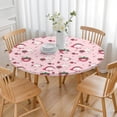thumbnail image 3 of Red Strawberry Plants Fruit Rabbit Pink Pattern Round Fitted Tablecloth with Elastic Edge,Dining Table Cover Waterproof,Outdoor Round Tablecloth for Camping,Dining,Indoor and Outdoor, 3 of 7
