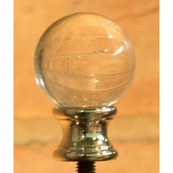 Urbanest Urbanest Crystal Ball Lamp Finial, 1-5/8", Brushed Steel Base
