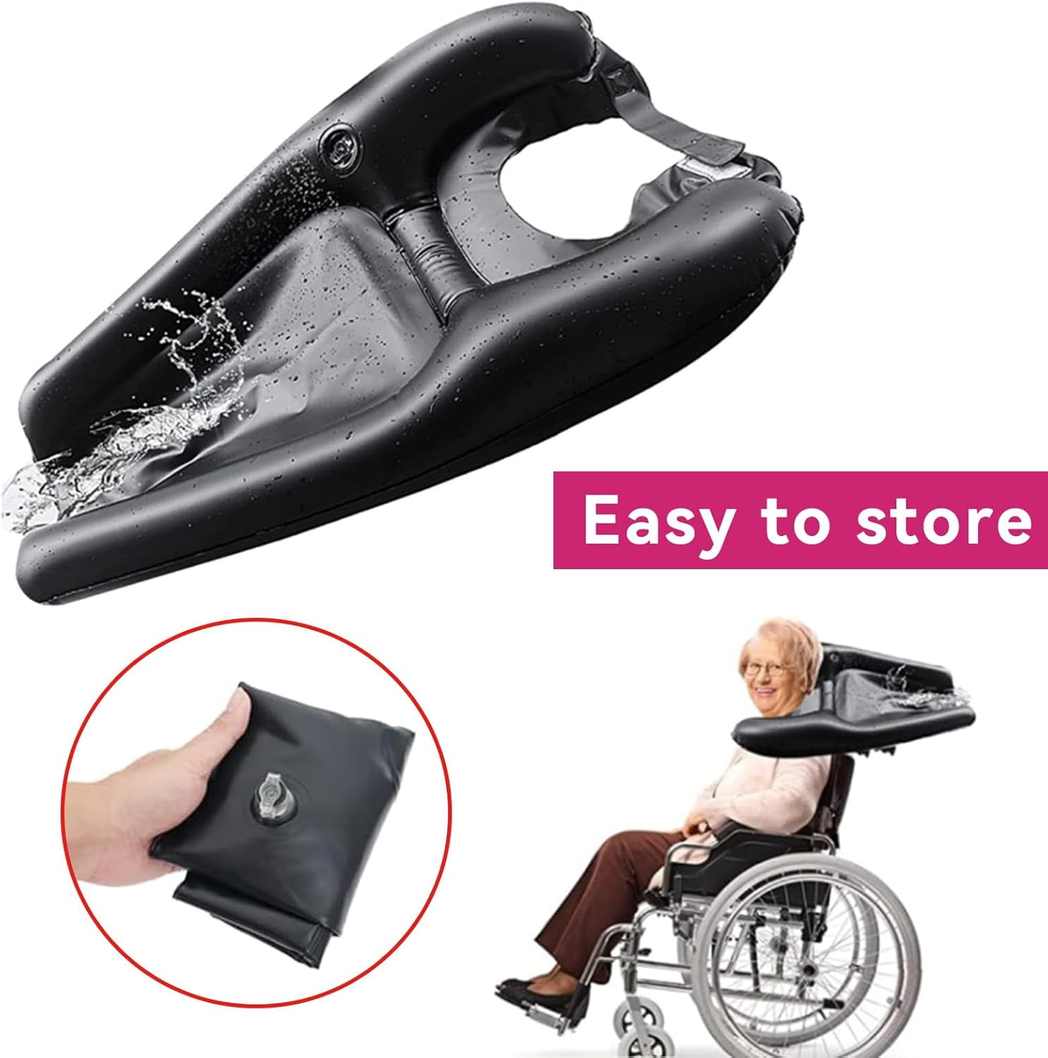 YEHOOM Portable Shampoo Bowl with inflator,Inflatable Hair Washing Basin for Sink at Home,Lightweight Wheelchair Hair Washing Station for for Elderly, Disabled, Pregnant, Bedridden, Handicap