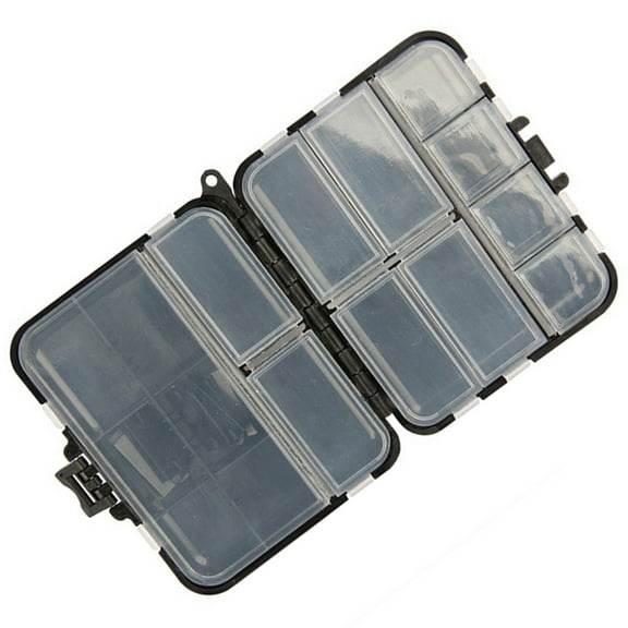 Phenofice 2-Pack Black Plastic Tackle Boxes 4.7x3.7x1.2in Small Fishing Organizer Storage Case
