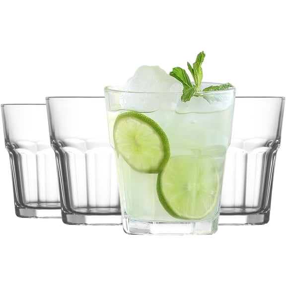 LAV Small Whiskey Glasses, Drinking Glasses Set of 4 - Glass Cups 10.25 Oz - Drinking Glasses - Water Drinking Glass Set