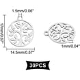 thumbnail image 3 of 30pcs 14.5mm Stainless Steel Color Tree of Life Pendants Family Tree Charms Flat Round Pendants Hollow Plant Pendants, 3 of 6