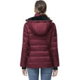 thumbnail image 5 of Women Warm Winter Down Puffer Jacket-Hooded Winter Puffer Coat for Women with Faux Fur Lined Hood and Collar (Wine, XX-Large), 5 of 8