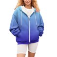 thumbnail image 6 of Women's Gradient Color Zipper Hoodie, Half Zip Stand Collar Pullover with Pocket, Oversized Casual Long Sleeve Sweatshirt for Streetwear, Daily Wear and Outdoor Activities Blue XXXL, 6 of 7