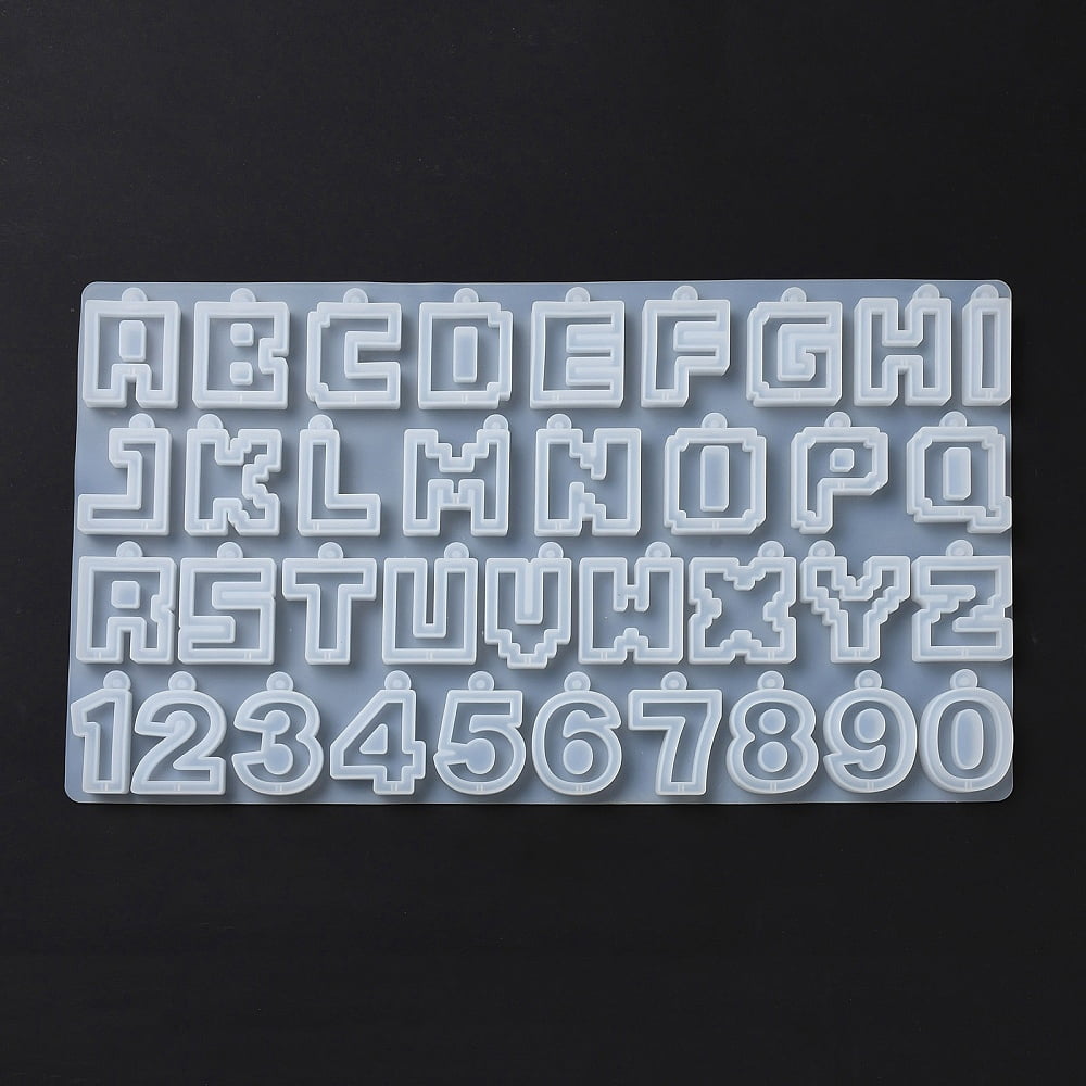 3pcs Letter & Number Silicone Molds Quicksand Molds Shaker Molds Resin Casting Molds White 196x342x9mm Hole: 3mm Inner Diameter: 43~44x13~35mm